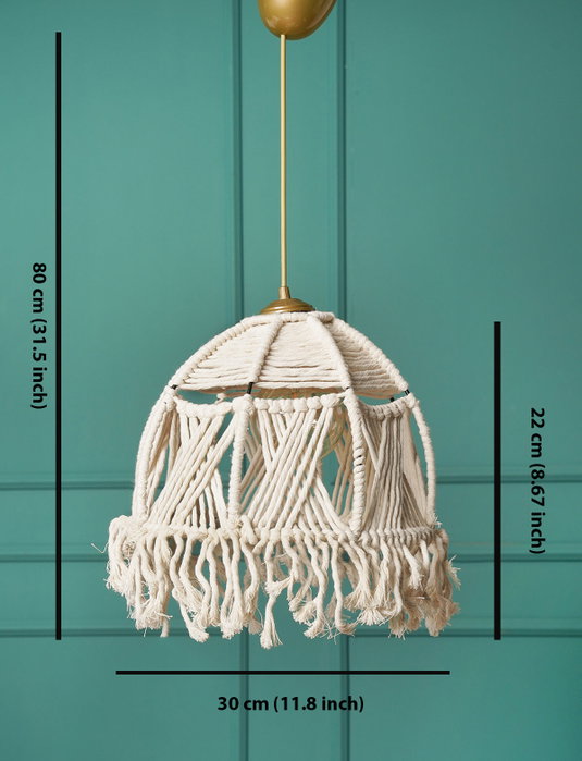 Opviq Lámpara de araña Blanno con tapa de macramé en blanco